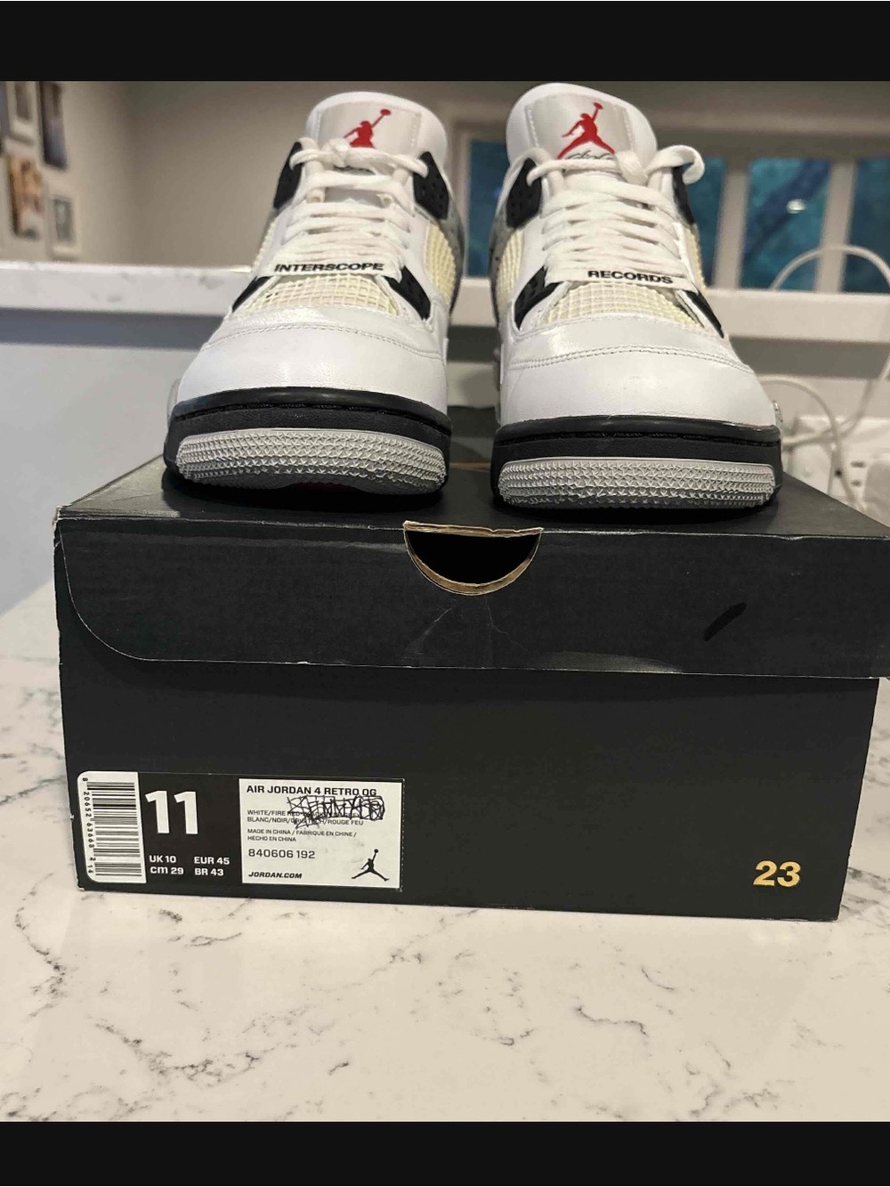 Rare Limited ‘Interscope Record’ Jordan 4 White Cement. Never worn. With box.